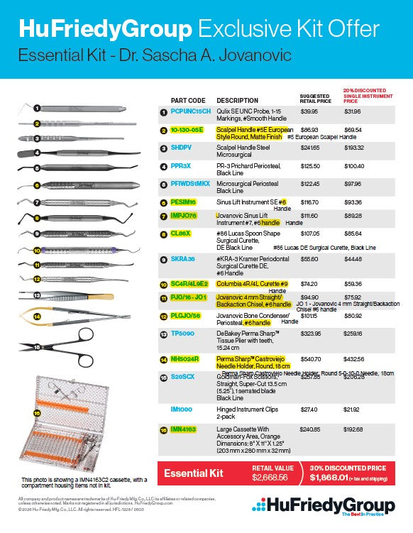 Jovanovic Implant Surgery & Tissue Regeneration Kit (Essential Kit)