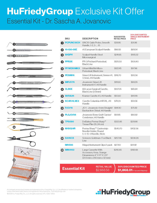Jovanovic Implant Surgery & Tissue Regeneration Kit (Essential Kit)